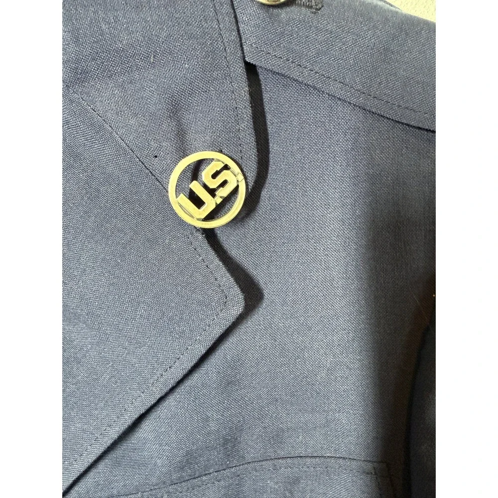 US Air Force Mens Wool Blend Military Uniform Jacket 37R Blue Service Dress Coat